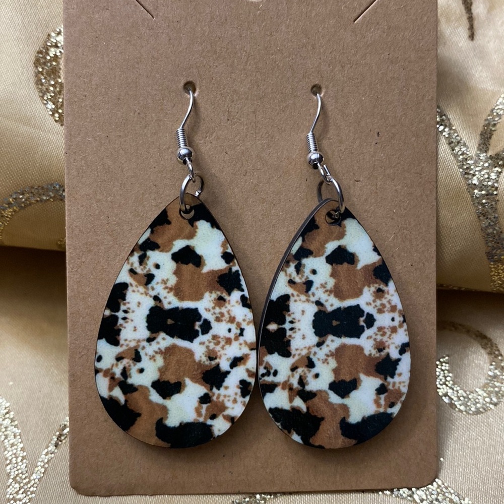Cowhide print earrings